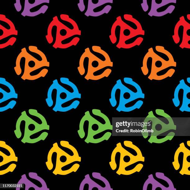 colorful record adapters seamless pattern - deck background stock illustrations
