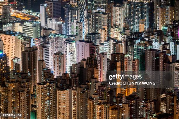 hong kong kowloon city skyline - hong kong residential building stock pictures, royalty-free photos & images