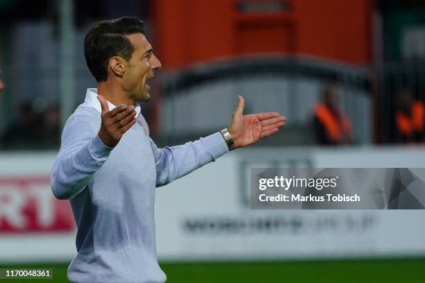 Head coach Franz Ponweiser of Mattersburg reacts during the tipico Bundesliga match between SV Mattersburg and SK Puntigamer Sturm Graz at...