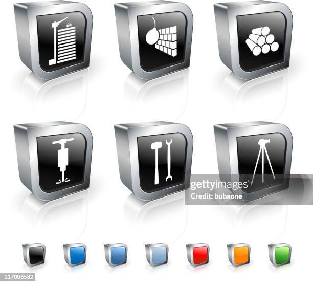 construction 3d royalty free vector icon set - wrecking ball stock illustrations
