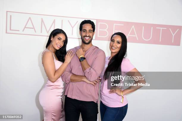 Lamiya Slimani, her brother Sami Slimani and her sister Dounia Slimani during the Beauty Convention "Glow" by DM at The Station on September 21, 2019...