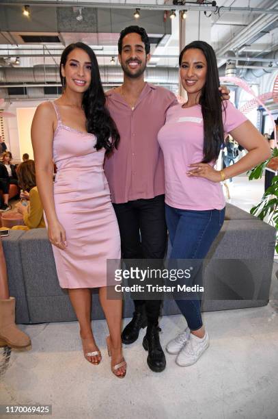 Lamiya Slimani, her brother Sami Slimani and her sister Dounia Slimani during the Beauty Convention "Glow" by DM at The Station on September 21, 2019...