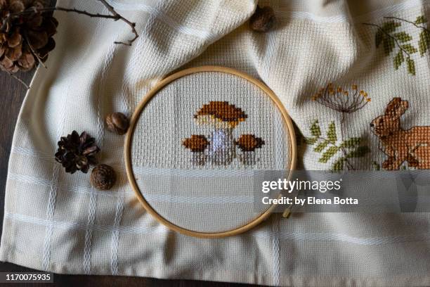 cross stitch - embroidery stock-fotos und bilder