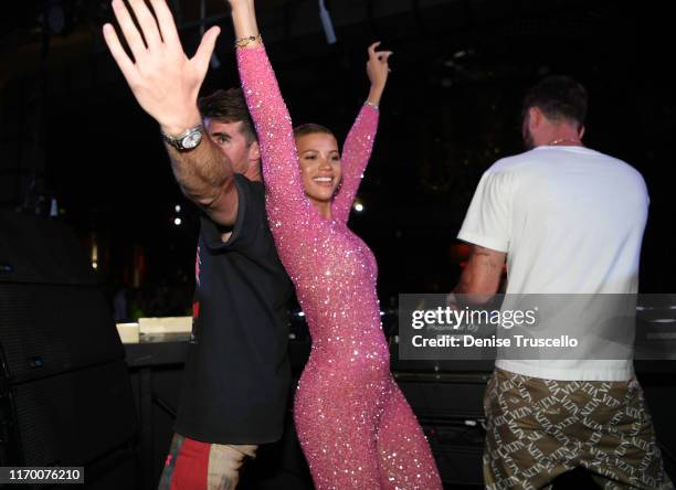 Drew Taggart and Alex Pall of The Chainsmokers celebrate with Sofia Richie at her 21st birthday at XS Nightclub at Wynn Las Vegas on August 24, 2019...