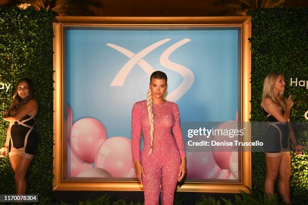 Sofia Richie arrives at her 21st birthday celebration at XS Nightclub at Wynn Las Vegas on August 24, 2019 in Las Vegas, Nevada.