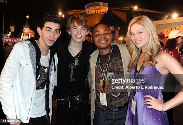 Actors Mateo Arias, Dylan Riley Snyder, Alex Christian Jones and Olivia Holt attend the after party for the premiere of "Cars 2" presented by Walt...