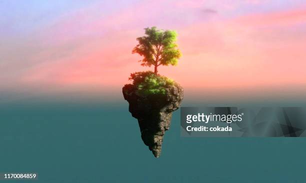 floating island - dreamlike stock pictures, royalty-free photos & images