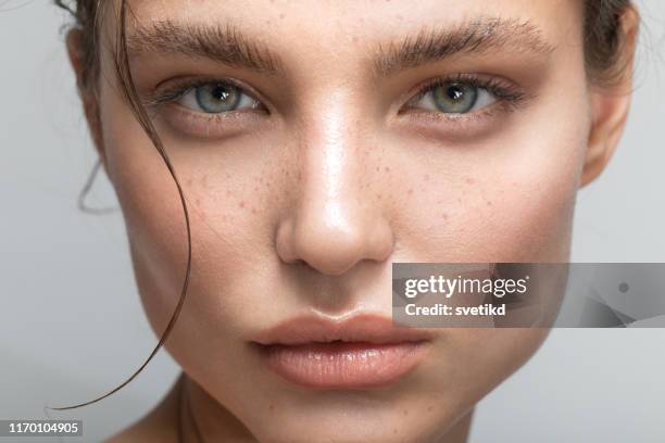 young woman portrait - cream mouth stock pictures, royalty-free photos & images
