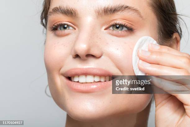 keep your skin clean - cotton pad stock pictures, royalty-free photos & images