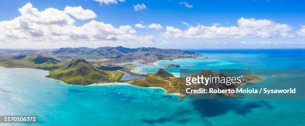 aerial view of islet in the caribbean sea, antigua - antigua & barbuda 個照片及圖片檔