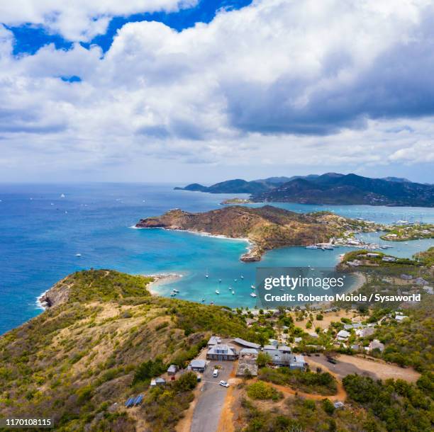 shirley heights and english harbour, antigua - bahamas aerial stockfoto's en -beelden