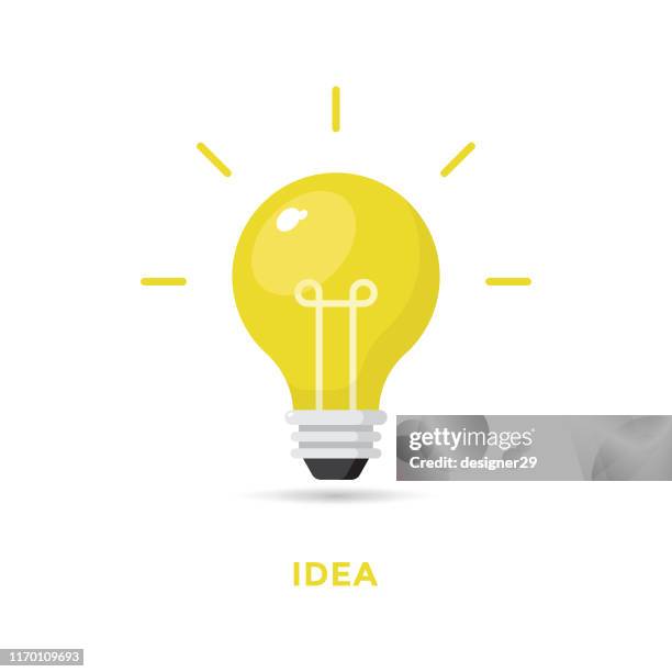 ilustraciones, imágenes clip art, dibujos animados e iconos de stock de idea creativa y icono de bombilla diseño plano. - light bulb