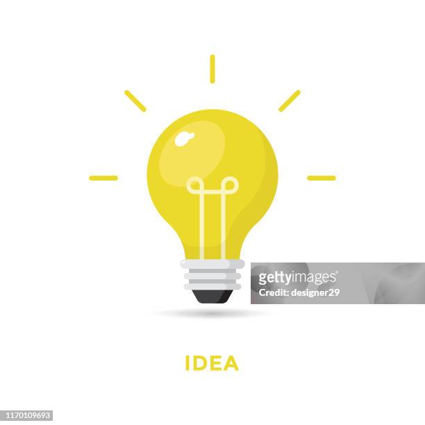 illustrazioni stock, clip art, cartoni animati e icone di tendenza di idea creativa e design piatto dell'icona della lampadina. - idea
