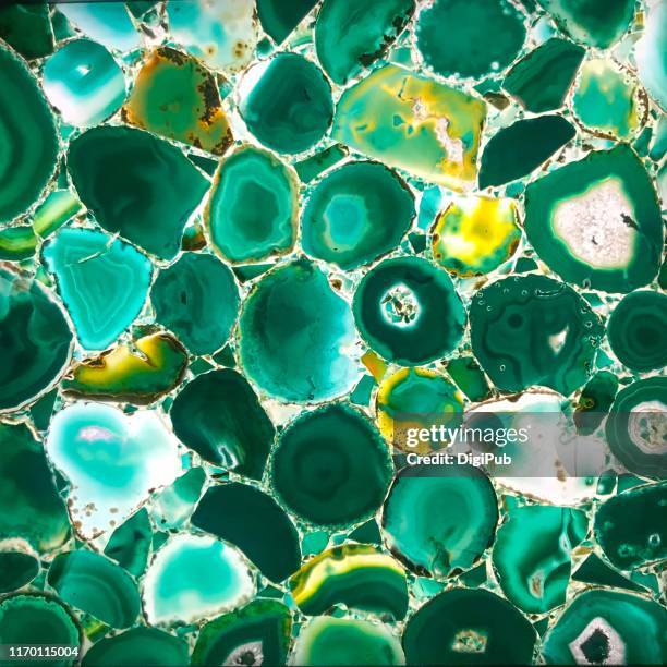 translucent green agate stone slices - stone cross section stock pictures, royalty-free photos & images