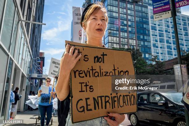 Members of the Brooklyn Anti-Gentrification Network took to the streets at the Brooklyns third borough-wide march against gentrification, racism, and...