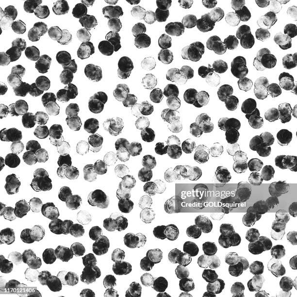 2. uneven messy monochromatic sticky dots with irregular edge on highlighted white surface of the paper background - abstract fabric pattern in vector - hand painted illustration with beautiful natural  details - bacteria under the microscope in macro - acrylic painting stock illustrations