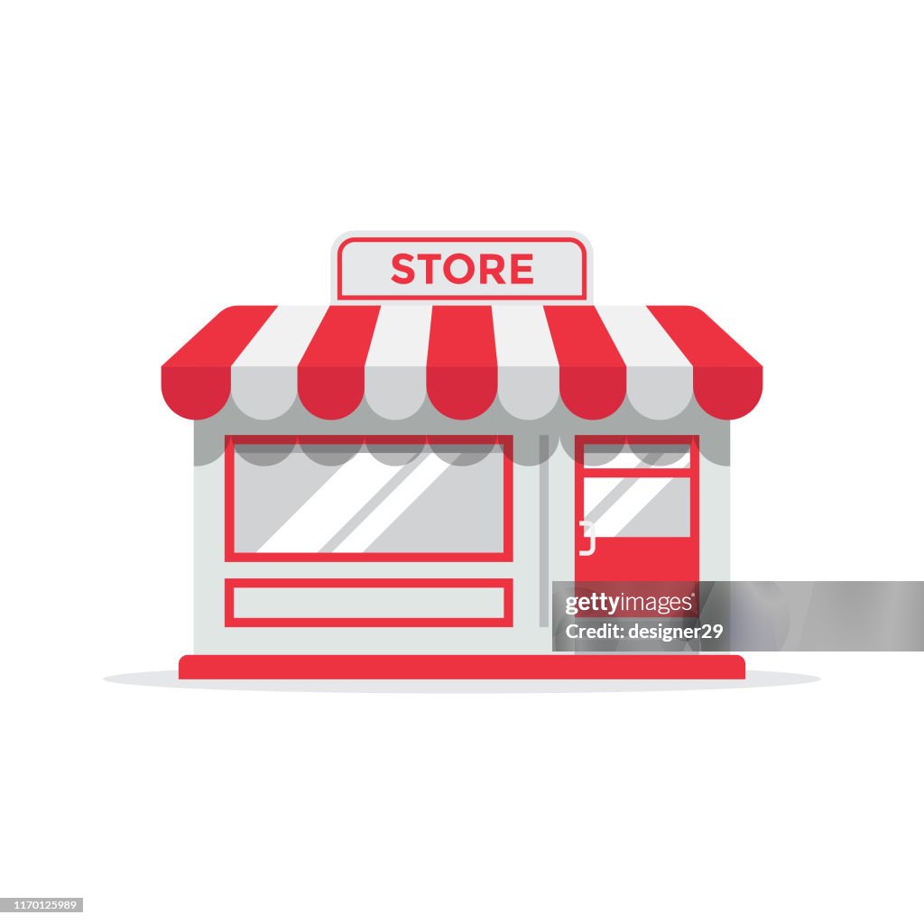 Store or Shop Icon Flat Design.