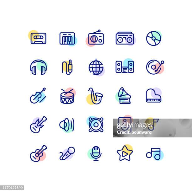 outline music icons - gramophone vector stock illustrations