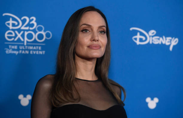 Angelina Jolie attends the Disney,D23 expo Go Behind The Scenes With Walt Disney Studios at Anaheim Convention Center on August 24, 2019 in Anaheim,...