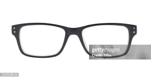 eye glass on white background - glasses stockfoto's en -beelden