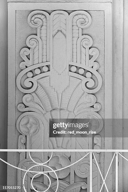 art deco building detail (xl) - miami art deco stock pictures, royalty-free photos & images