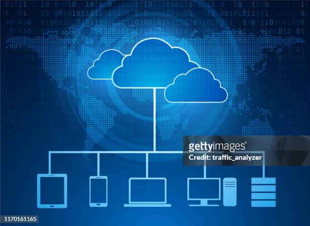 clouds - hi-tech background - cloud computing stock illustrations