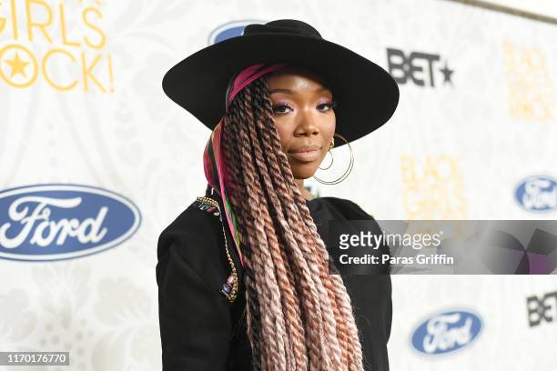 Brandy attends Black Girls Rock 2019 Hosted By Niecy Nash at NJPAC on August 25, 2019 in Newark, New Jersey.