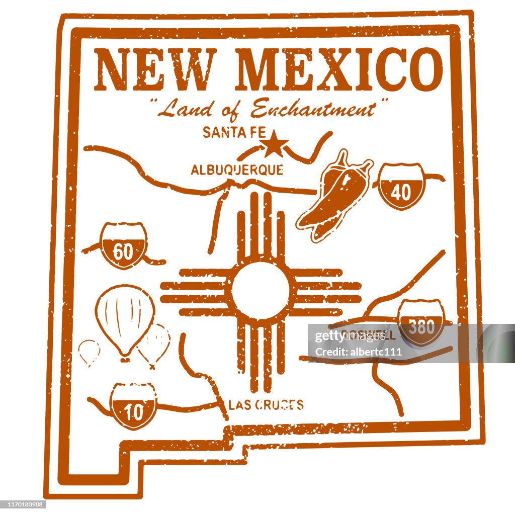 New Mexico Retro Travel Stamp