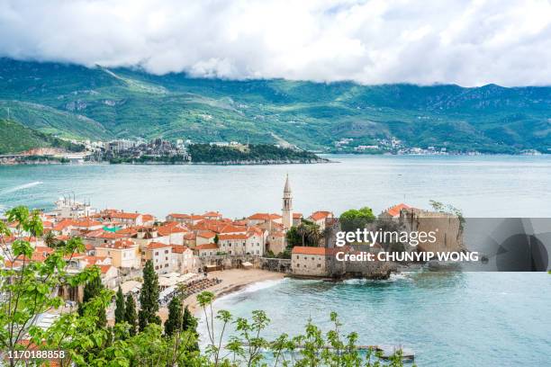 montenegro, budva, town top view - budva stock pictures, royalty-free photos & images