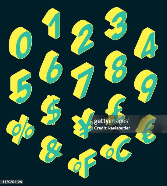 3d number set - ampersand stock illustrations