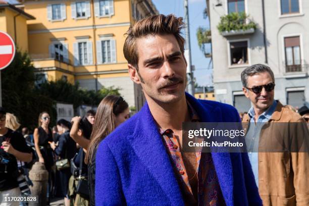 Jon Kortajarena seen outside the Etro show during Milan Fashion Week Spring/Summer 2020 on September 20, 2019 in Milan, Italy.