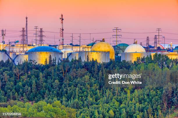 city of edmonton in alberta canada - oil refinery stock pictures, royalty-free photos & images