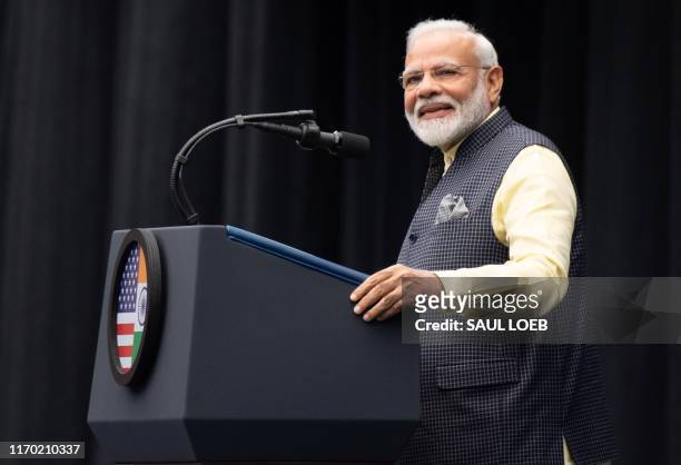 Indian Prime Minister Narendra Modi attend "Howdy, Modi!" with US President Donald Trump and at NRG Stadium in Houston, Texas, September 22, 2019. -...