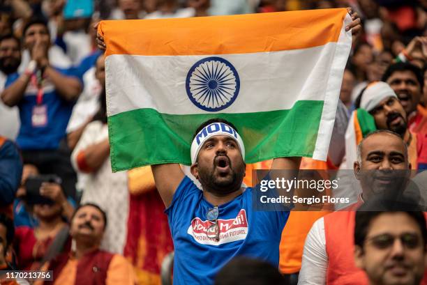 Supporter cheers as Indian Prime Minster Narendra Modi speaks at NRG Stadium on September 22, 2019 in Houston, Texas. The rally, which U.S. President...