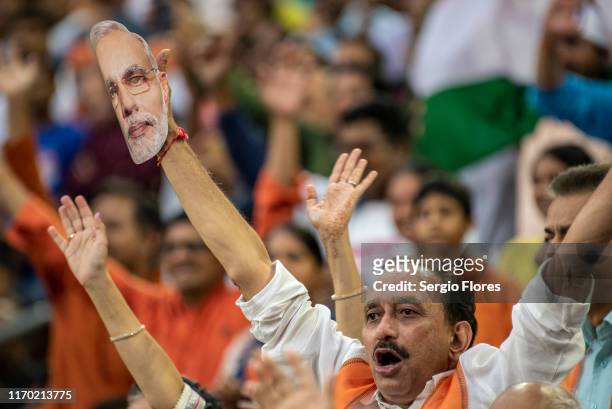 Supporter cheers as Indian Prime Minster Narendra Modi speaks at NRG Stadium on September 22, 2019 in Houston, Texas. The rally, which U.S. President...