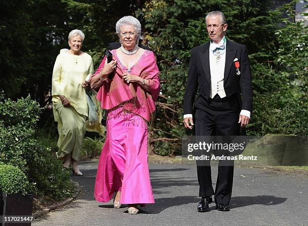 Princess Christina of Sweden and Tord Magnusson arrive for the wedding of Princess Nathalie zu Sayn-Wittgenstein-Berleburg and Alexander Johannsmann...