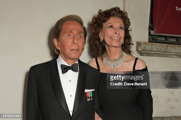 Valentino Garavani and Sophia Loren wearing Valentino attend The Green Carpet Fashion Awards, Italia 2019, hosted by CNMI & Eco-Age, at Teatro Alla...