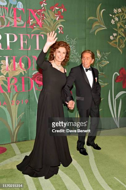 Sophia Loren wearing Valentino and Valentino attend The Green Carpet Fashion Awards, Italia 2019, hosted by CNMI & Eco-Age, at Teatro Alla Scala on...