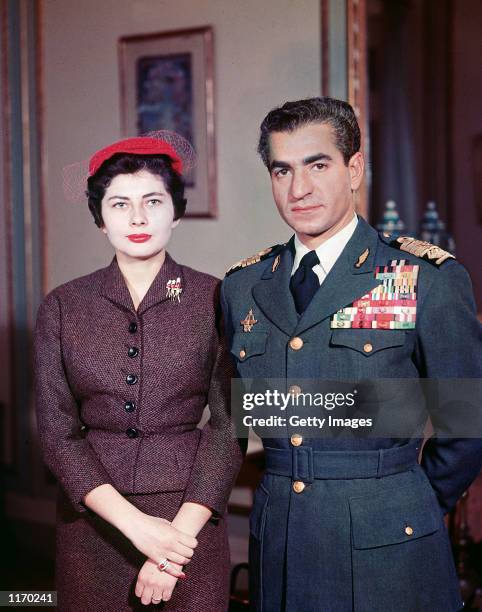 Muhammad Reza Pahlavi, the Shah of Iran , poses with his second wife Queen Soraya whom he divorced for failing to produce an heir, 1958. Soraya...