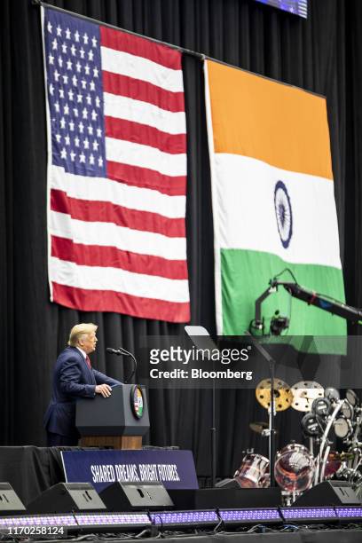 President Donald Trump speaks at the Howdy Modi Community Summit For Indian Prime Minister Narendra Modi in Houston, Texas, U.S., on Sunday, Sept....