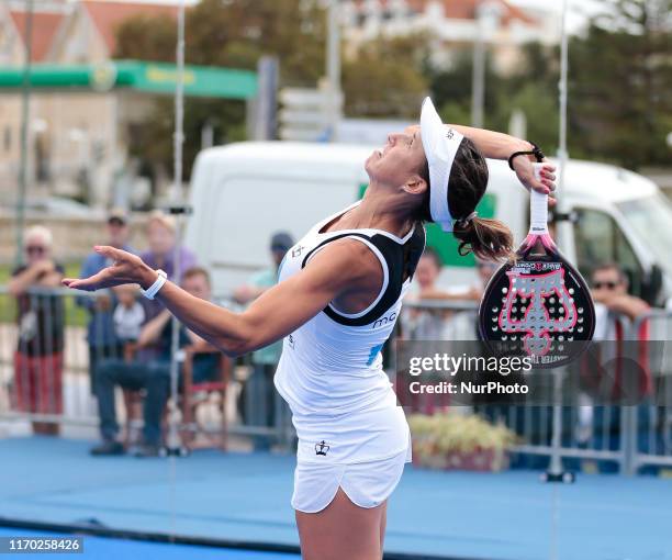 Marta Marrero in action during the World Padel Tour 2019, at Cascais Padel Masters in Estoril on September 22, 2019.