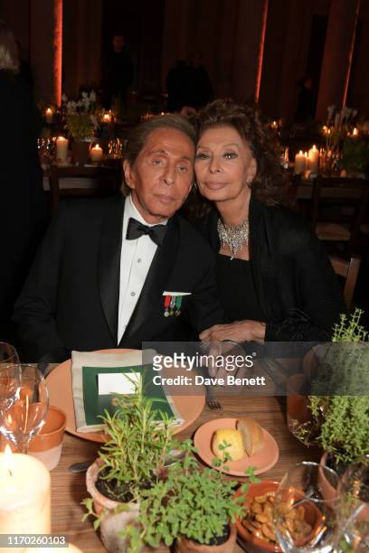 Valentino Garavani and Sophia Loren wearing Valentino attend The Green Carpet Fashion Awards, Italia 2019, after party hosted by CNMI & Eco-Age, at...