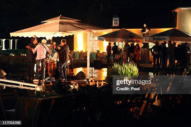 General night view during the wedding of Princess Nathalie zu Sayn-Wittgenstein-Berleburg and Alexander Johannsmann on June 18, 2011 in Bad...