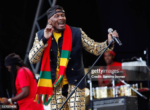 Jamaican ska and reggae singer, Jimmy Cliff performs on stage during day two of Feis Festival 2011 at Finsbury Park on June 19, 2011 in London,...
