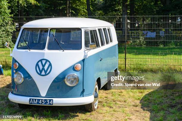 Volkswagen Bus T 1 classic car on display at the 2019 Concours d'Elegance at palace Soestdijk on August 25, 2019 in Baarn, Netherlands. This is the...