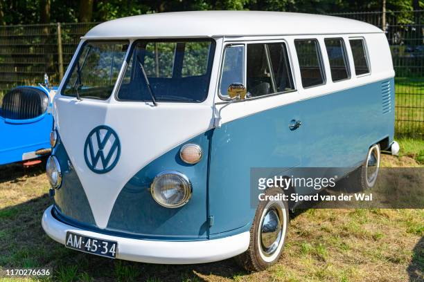 Volkswagen Bus T 1 classic car on display at the 2019 Concours d'Elegance at palace Soestdijk on August 25, 2019 in Baarn, Netherlands. This is the...