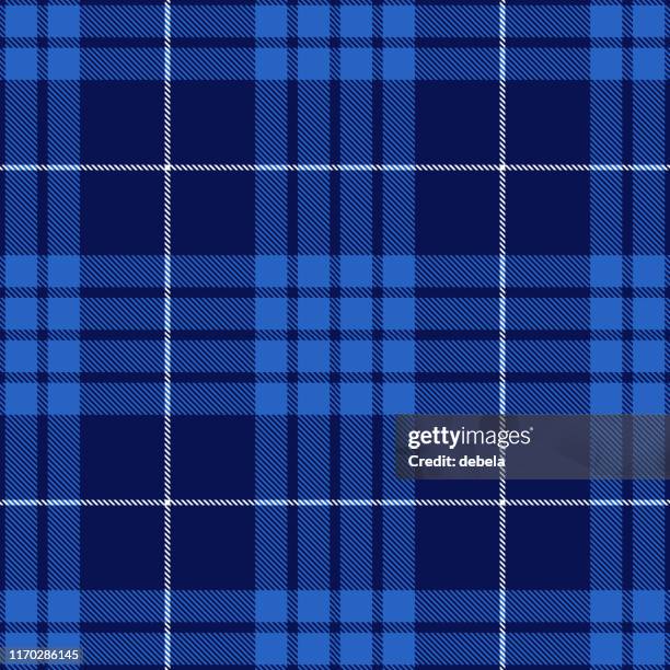 blue scottish tartan plaid textile pattern - blue tartan stock illustrations