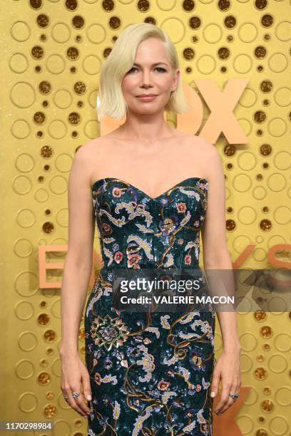 Actress Michelle Williams arrives for the 71st Emmy Awards at the Microsoft Theatre in Los Angeles on September 22, 2019.