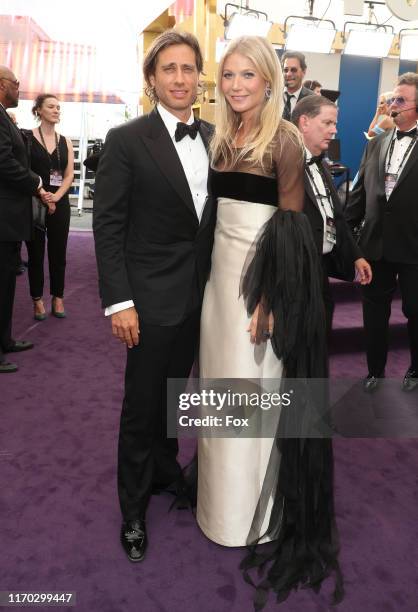 Brad Falchuk and Gwyneth Paltrow attend FOXS LIVE EMMY RED CARPET ARRIVALS during the 71ST PRIMETIME EMMY AWARDS airing live from the Microsoft...