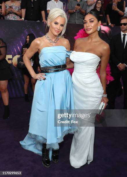 Jenny McCarthy and Nicole Scherzinger attend FOXS LIVE EMMY RED CARPET ARRIVALS during the 71ST PRIMETIME EMMY AWARDS airing live from the Microsoft...